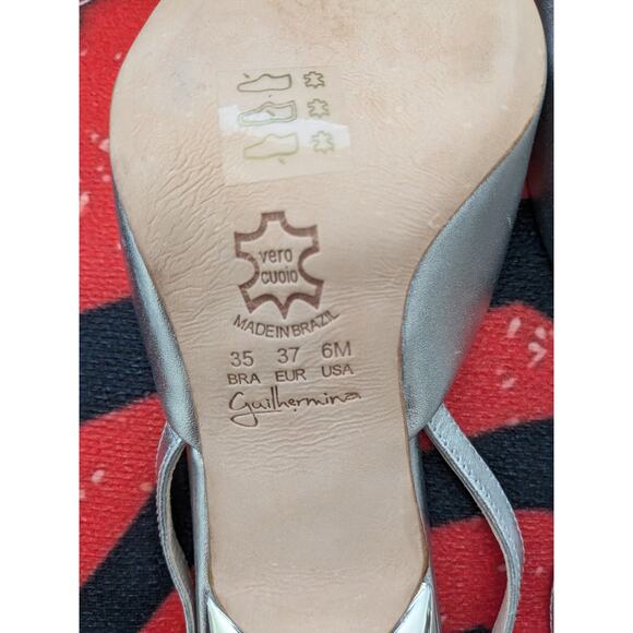 Guilhermina Sz 6 Silver Genuine Leather Spool Heel Dress Formal  Shoes Heels - Picture 5 of 7